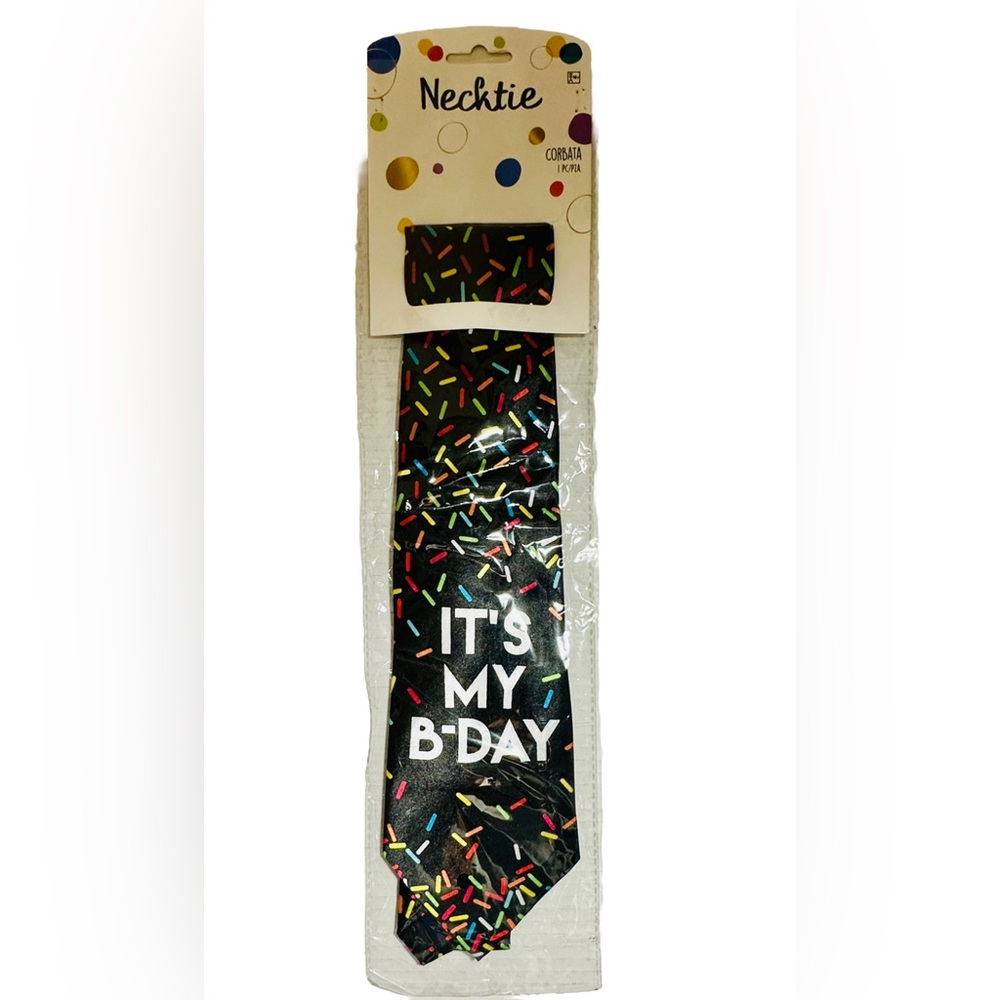 IT'S MY B-DAY Necktie‎ Costume Accessory Adult  Birthday Confetti Party Colorful